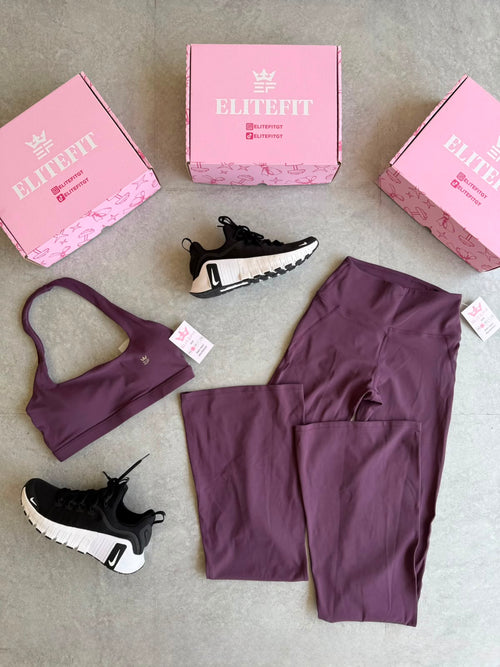 CONJUNTO LEGGINS FLARE Y TOP CORTO CUELLO HALTER
