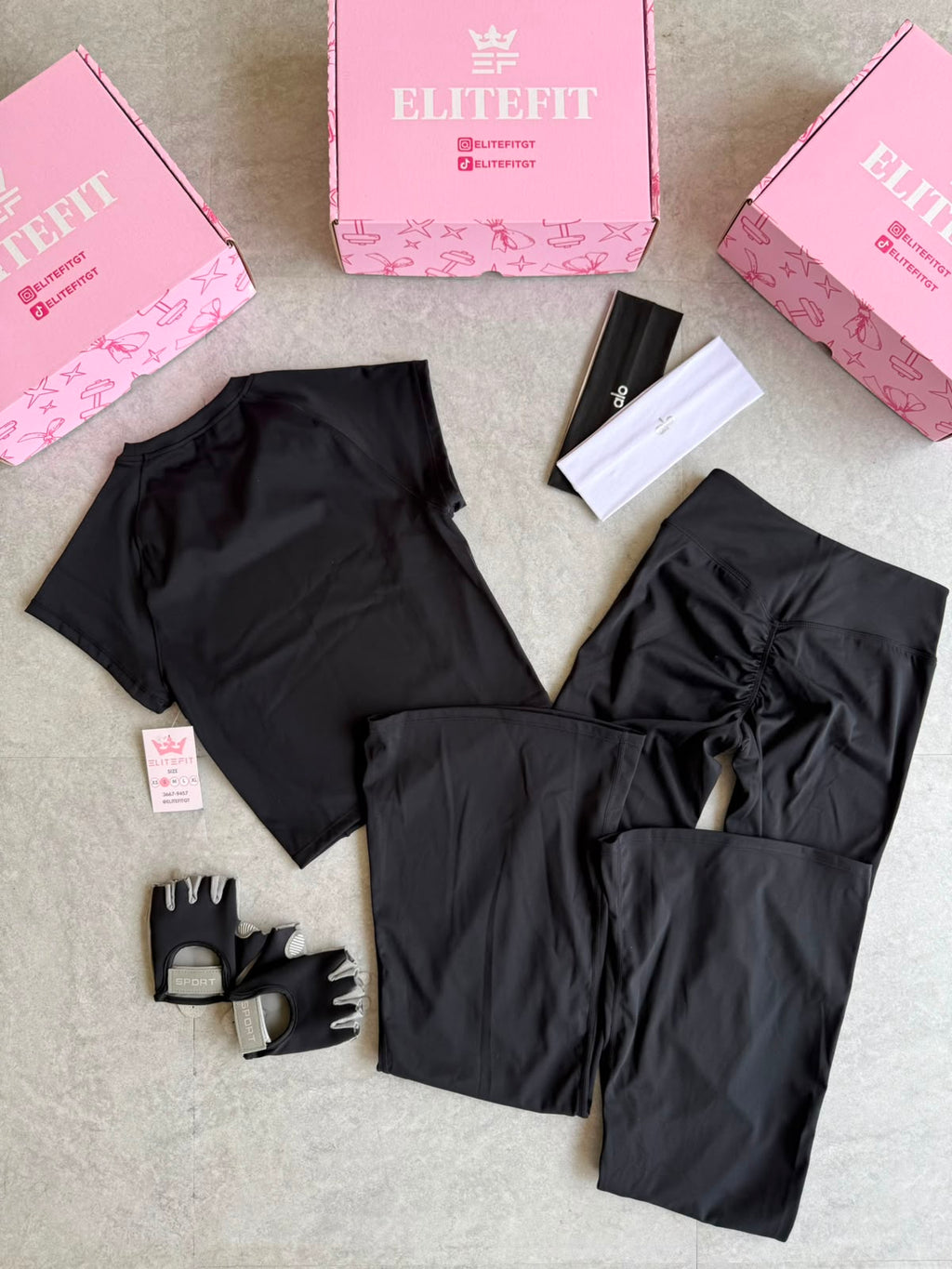 CONJUNTO LEGGINS FLARE CORTE V FRONTAL Y BLUSA