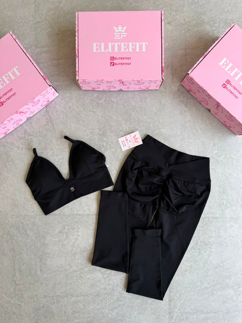 CONJUNTO LEGGINS CORTE V Y TOP PRETINA ANCHA